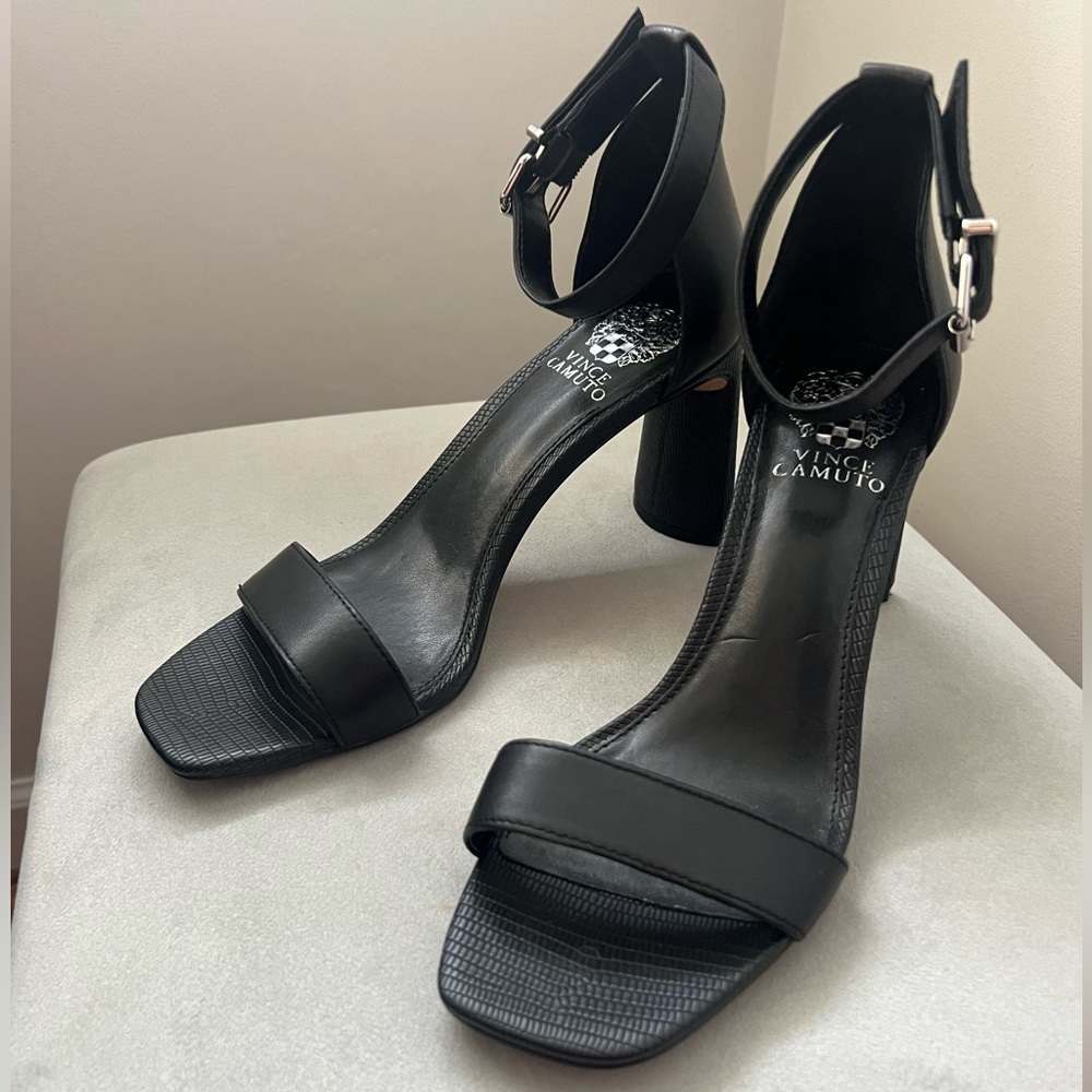 Vince Camuto Black Ankle Strap Heels